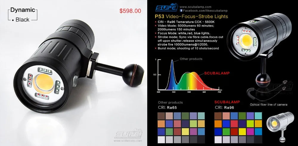 SUPE Scubalamp P53 5000 Lumens Strobe Light Video Light Underwater Photograpy