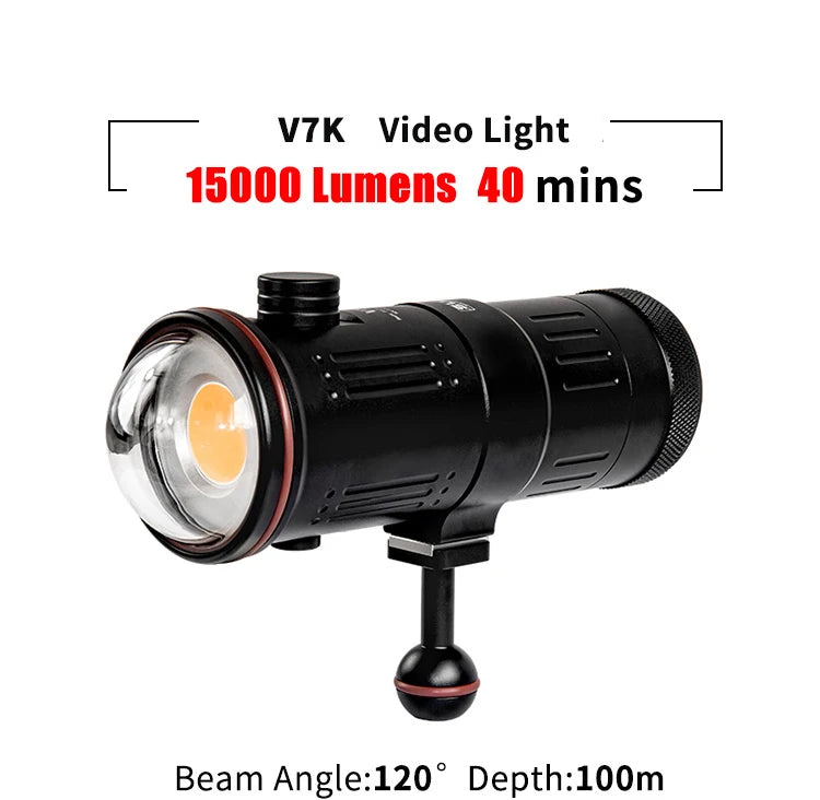Supe Scubalamp V7k 15000-lumens Video Light 100 Meter Waterproof Scuba Diving Lamp
