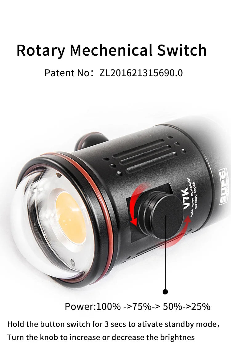 Supe Scubalamp V7k 15000-lumens Video Light 100 Meter Waterproof