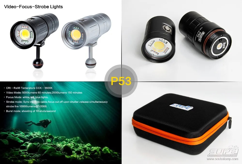 SUPE Scubalamp P53 5000 Lumens Strobe Light Video Light Underwater Photograpy
