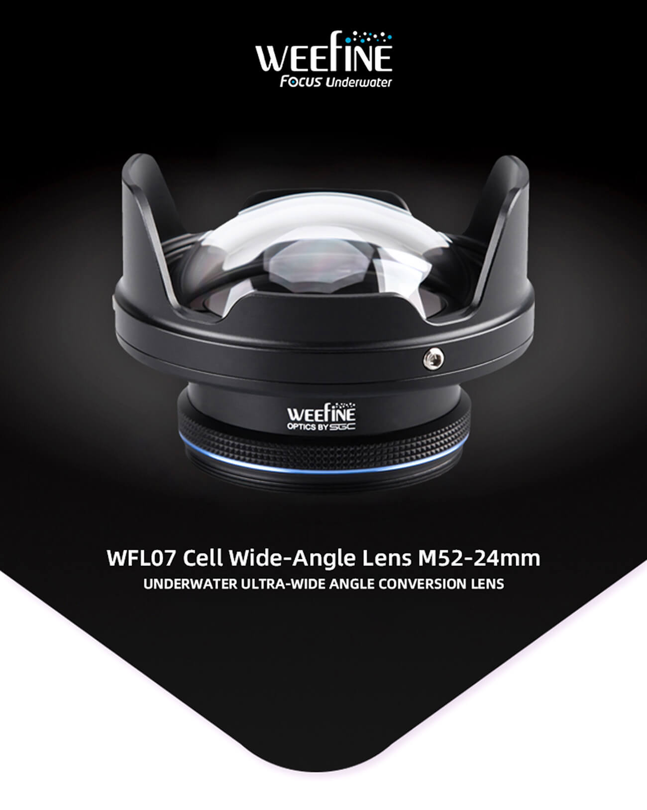 Weefine WFL07 Scuba Diving Waterproof Fisheye Wide Angle Lens M52 24mm for Cell Smart Phone Housing Underwater Photography