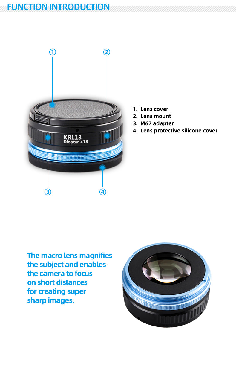 WEEFINE WFL13 Underwater Achromatic Close-up Lens Underwater Photography Scuba Diving Camera Housing Lens