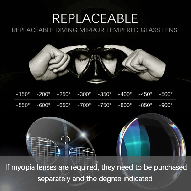 Free Diving Mask Aluminum Alloy Frame Configurable Eye Degrees Scuba Mask Glasses