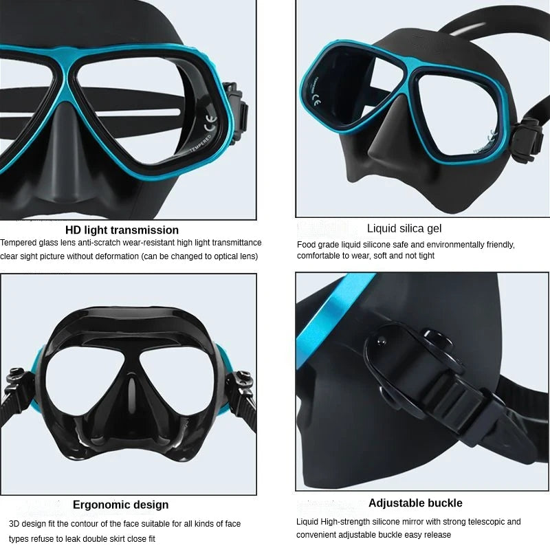 Free Diving Mask Aluminum Alloy Frame Configurable Eye Degrees Scuba Mask Glasses