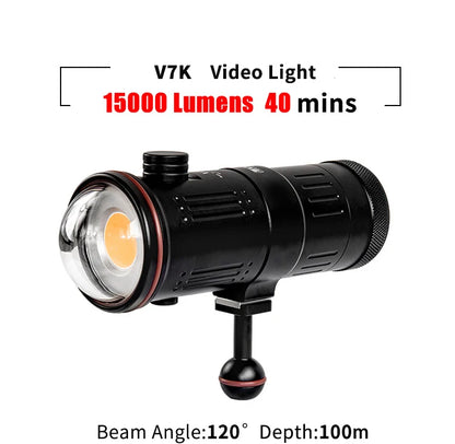 Supe Scubalamp V7k 15000-lumens Video Light 100 Meter Waterproof Scuba Diving Lamp