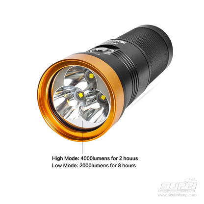 SUPE Scubalamp Rd95 Cave Scuba Diving Waterproof 4000 Lumens Glare Spotlight Flashlight
