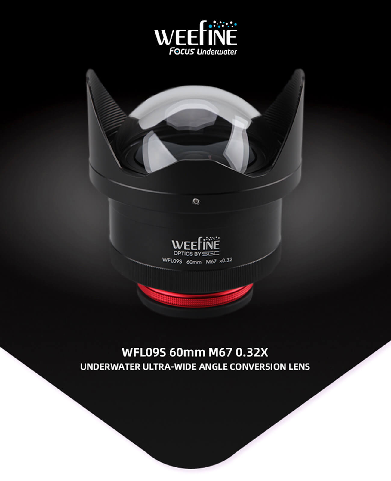 WEEFINE WFL09S Ultra-Wide Angle Conversation Lens M67-60mm Underwater Photography Scuba Diving Camera Housing Wide-Angle Lens