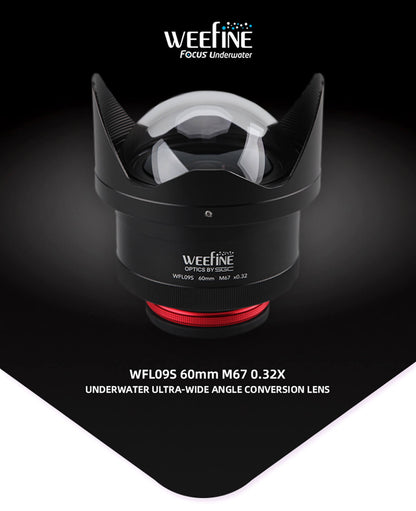 WEEFINE WFL09S Ultra-Wide Angle Conversation Lens M67-60mm Underwater Photography Scuba Diving Camera Housing Wide-Angle Lens