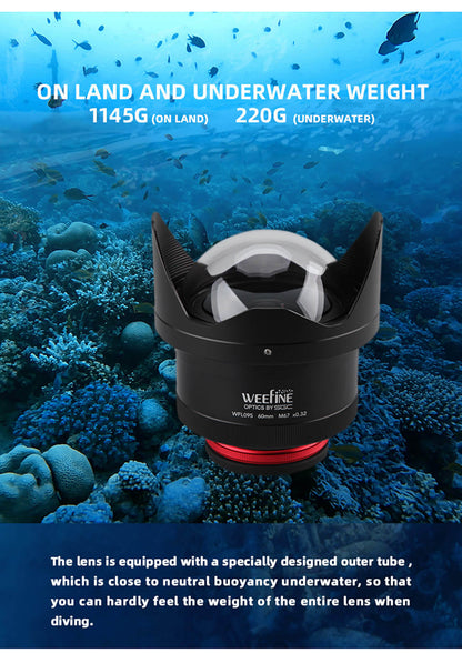 WEEFINE WFL09S Ultra-Wide Angle Conversation Lens M67-60mm Underwater Photography Scuba Diving Camera Housing Wide-Angle Lens
