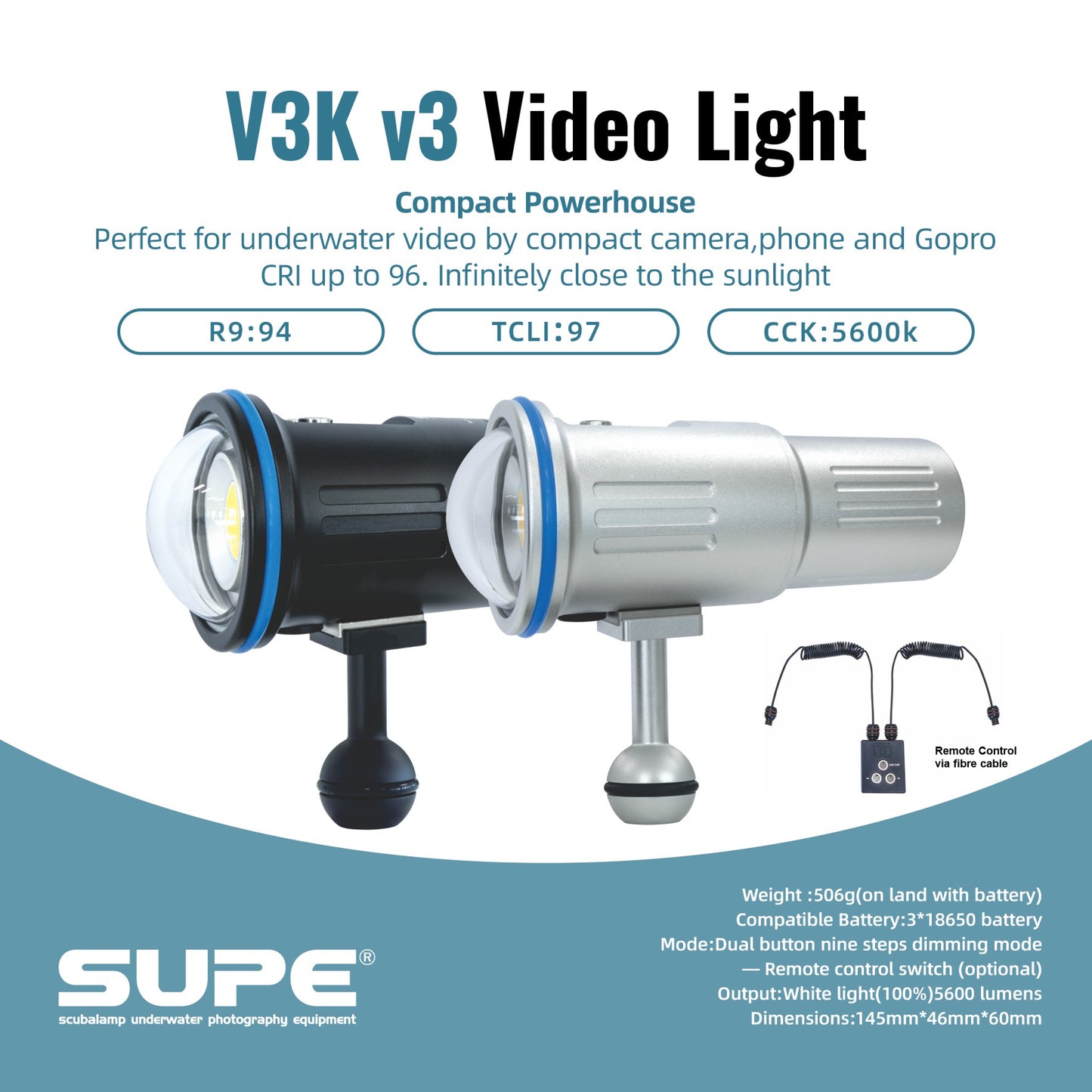 Supe Scubalamp V3kv3 Diving Video Light 5600 Lumens